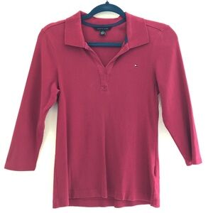 Tommy Hilfiger Red Ribbed 3/4 Sleeve size Medium